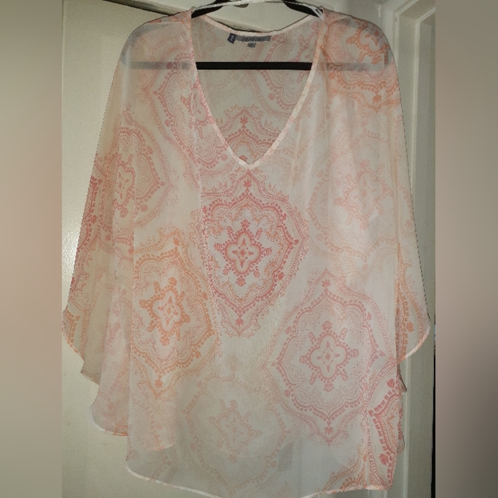 Jennifer Lopez Sheer Blouse Orange